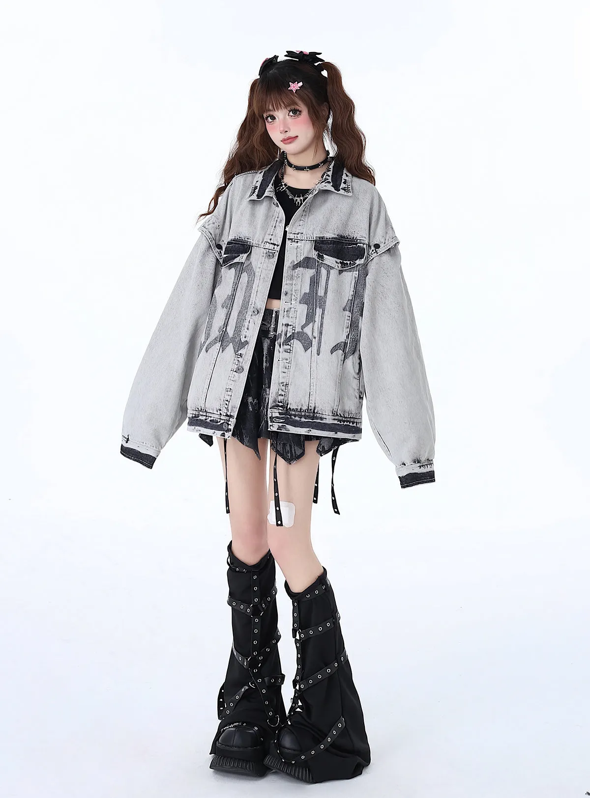 Retro American Denim Loose Street Jacket Design Bike Niche