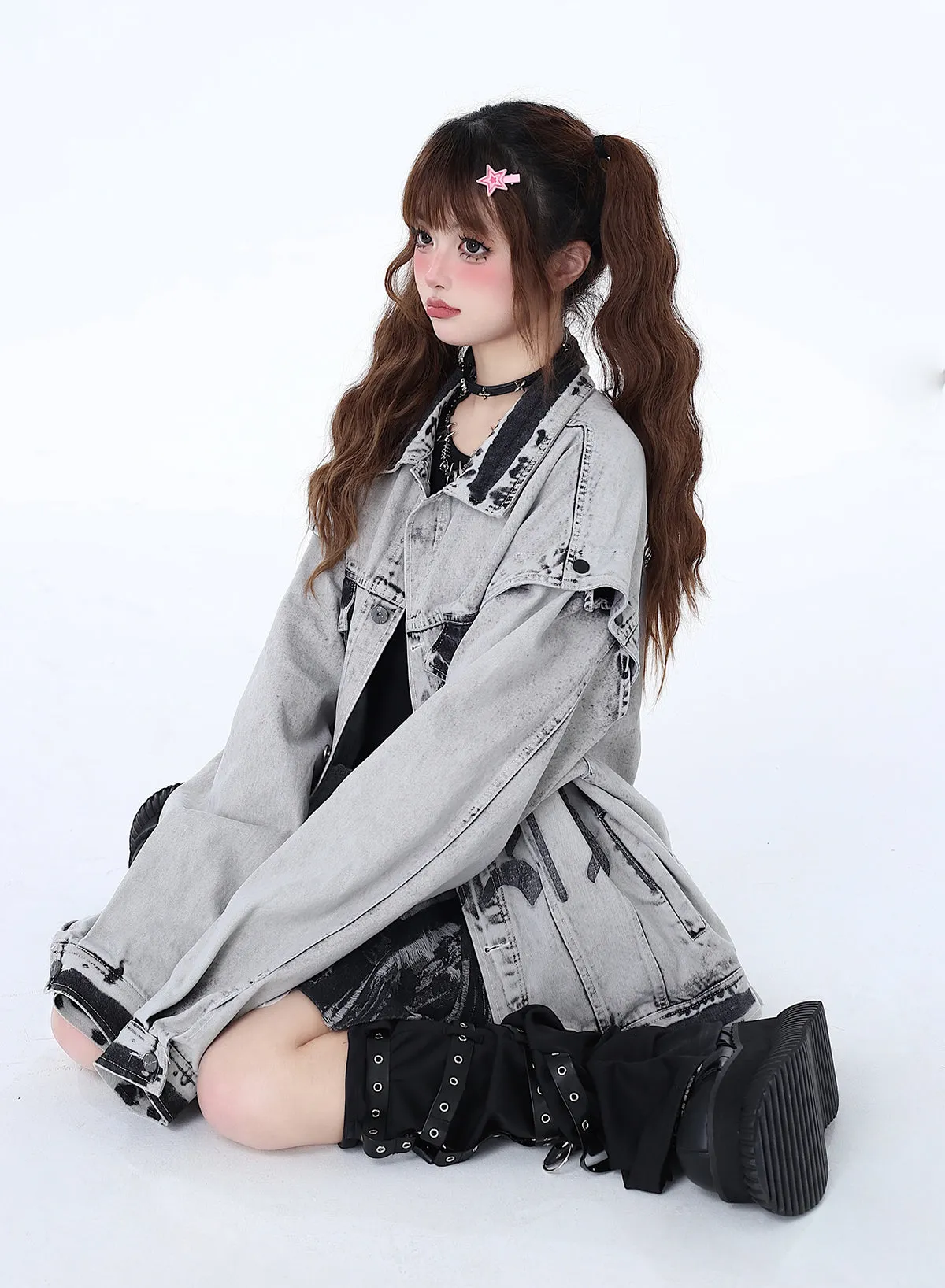 Retro American Denim Loose Street Jacket Design Bike Niche