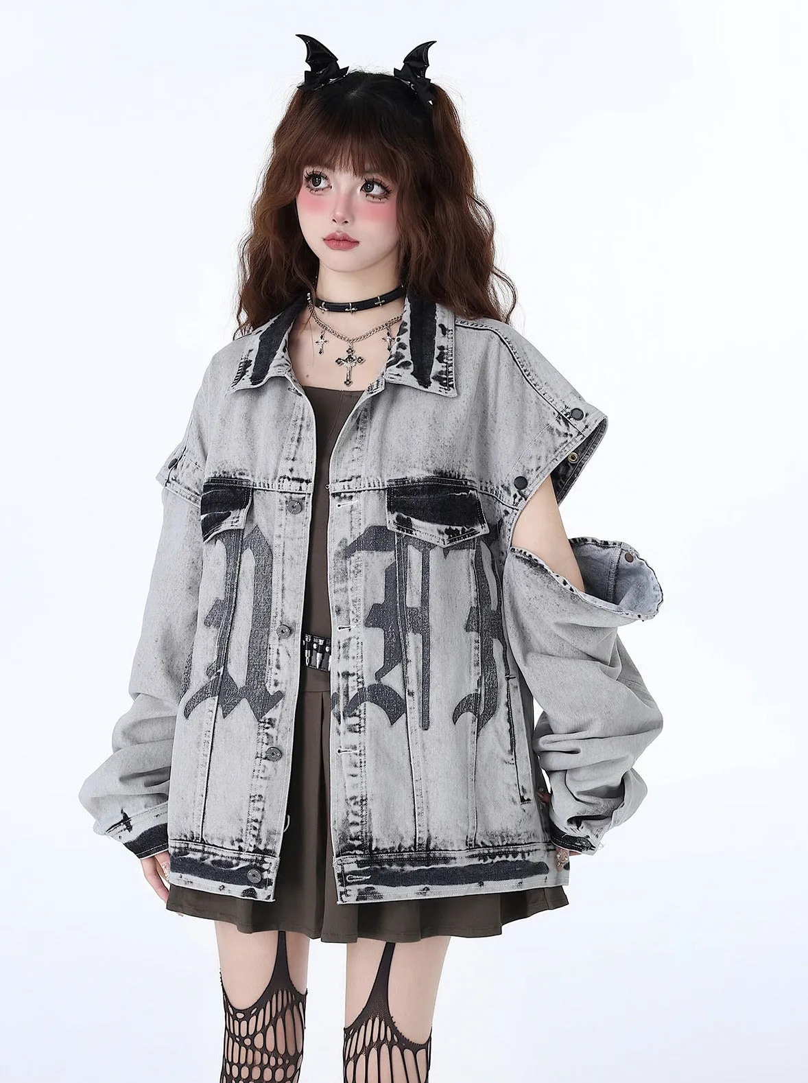 Retro American Denim Loose Street Jacket Design Bike Niche