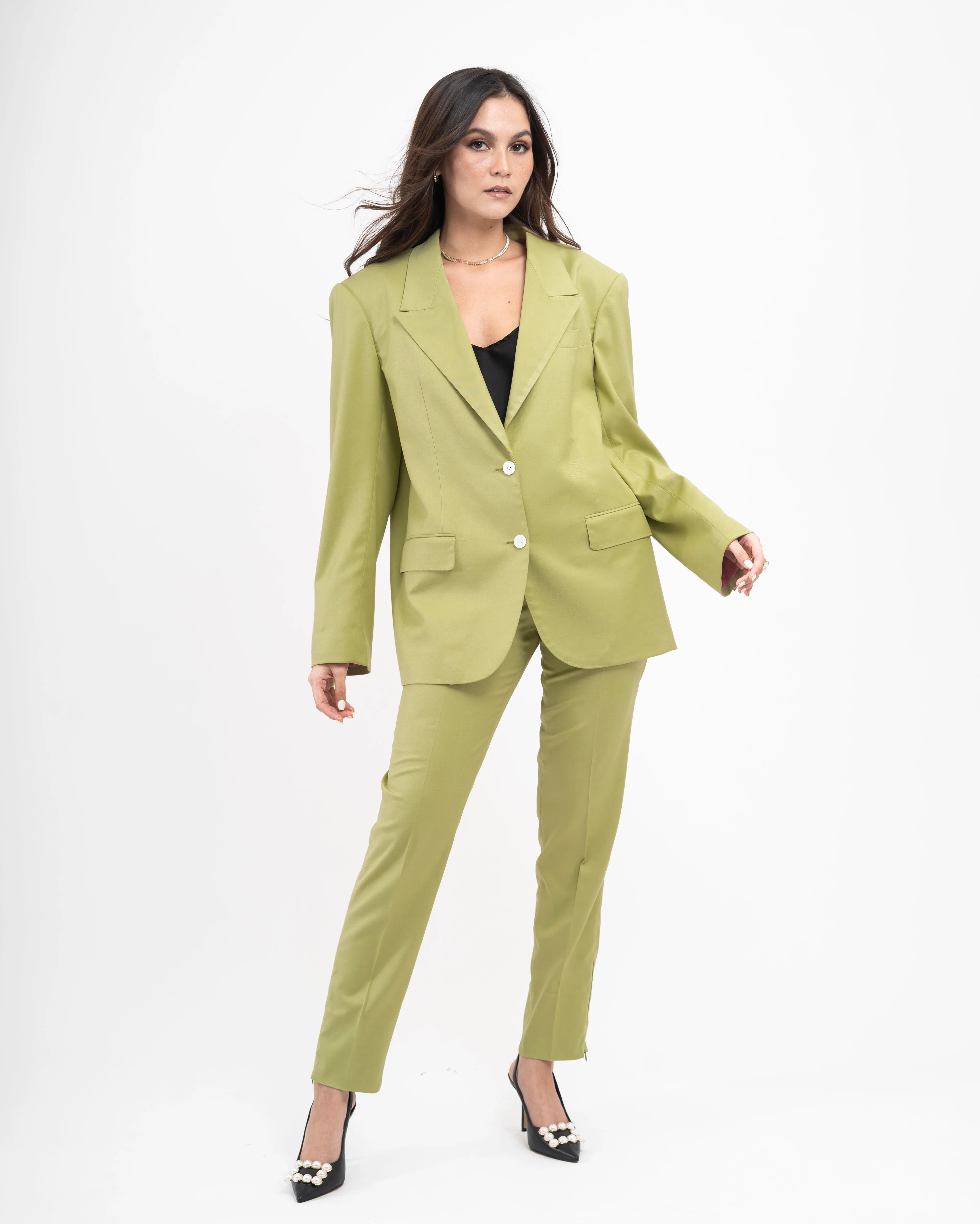 Slacks with zipper on hem (Avocado)