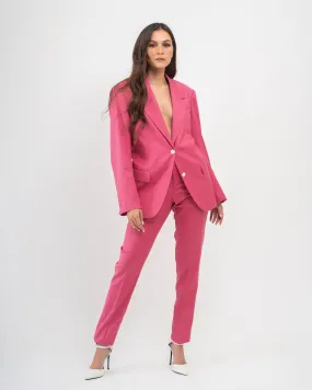 Slacks with zipper on hem (Fuchsia)