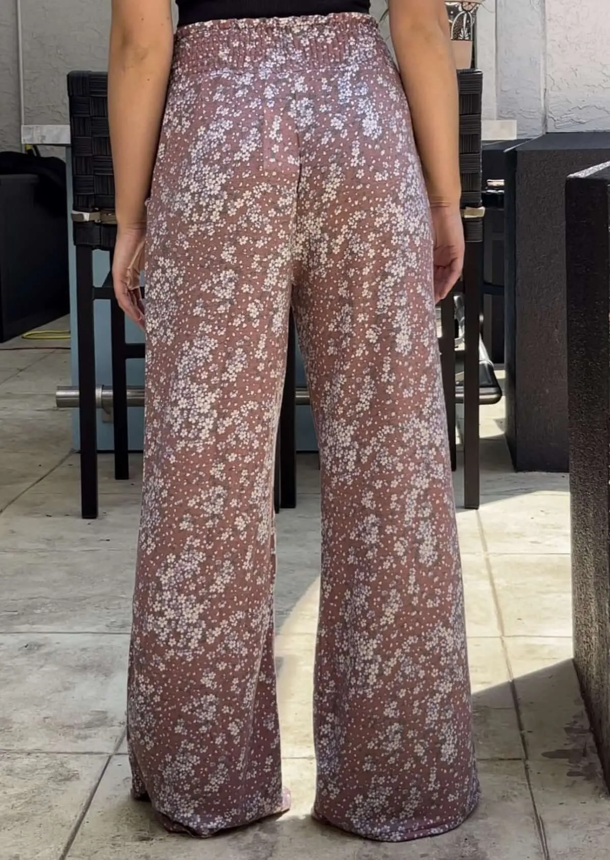 Smocked Waist Floral Relaxed Fit Pants CLEARANCE FINAL SALE