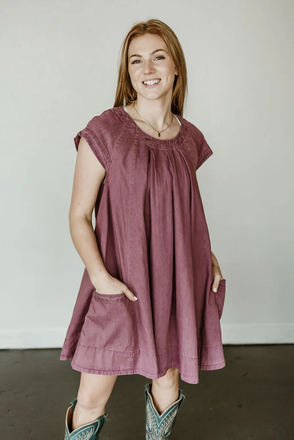 Stone Washed Denim Swing Dress