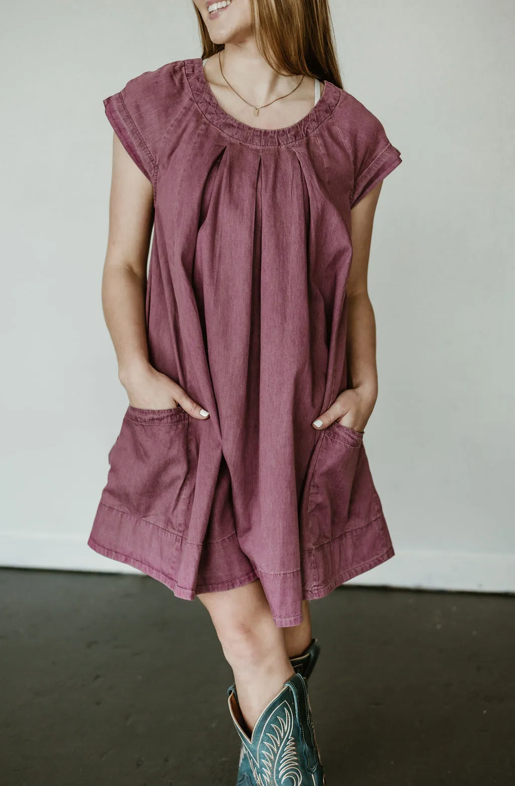Stone Washed Denim Swing Dress