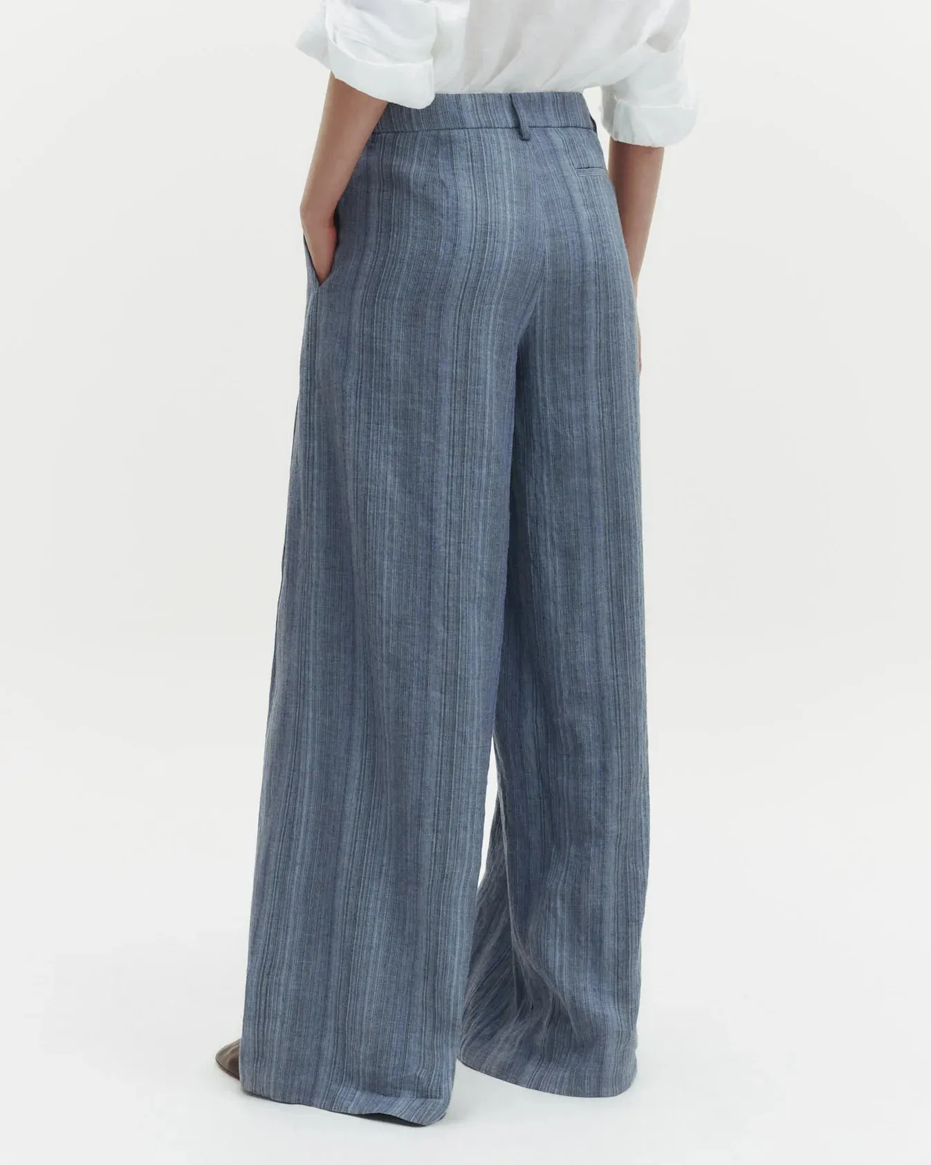 TWP - Blue Multi Didi Pant in Linen Gabardine