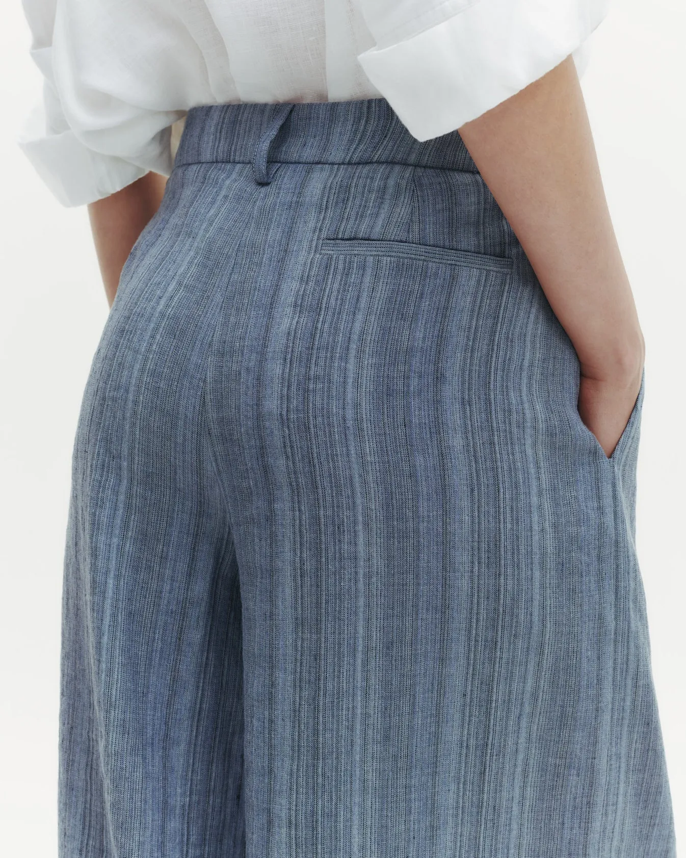 TWP - Blue Multi Didi Pant in Linen Gabardine