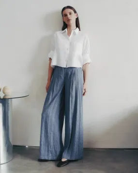 TWP - Blue Multi Didi Pant in Linen Gabardine