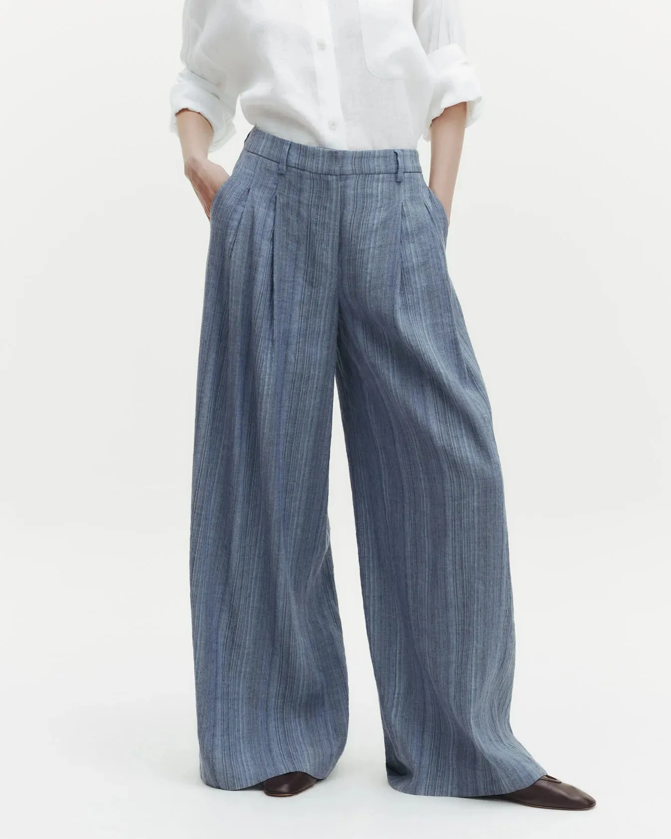 TWP - Blue Multi Didi Pant in Linen Gabardine