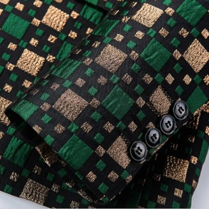 xiangtuibao Brand Men Blazer Personality Wild Men's Suit Jacket High Quality Fashion Plaid Print Slim Fit Warm Blazer Coat Male 5XL 6XL